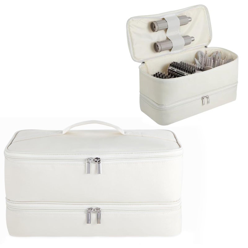 GENCAM DoubleLayer Carrying Case for Shark Flexstyle Travel Case for Shark SpeedStyle Portable Storage Organizer bag for Shark Flexstyle FlexFusionDyson Airwrap Styler and Attachments Beige